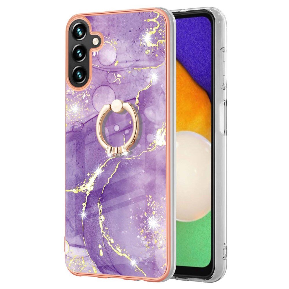 Coque Finger Ring Kickstand Samsung Galaxy A34, marbre violet