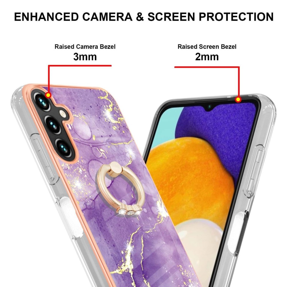Coque Finger Ring Kickstand Samsung Galaxy A34, marbre violet