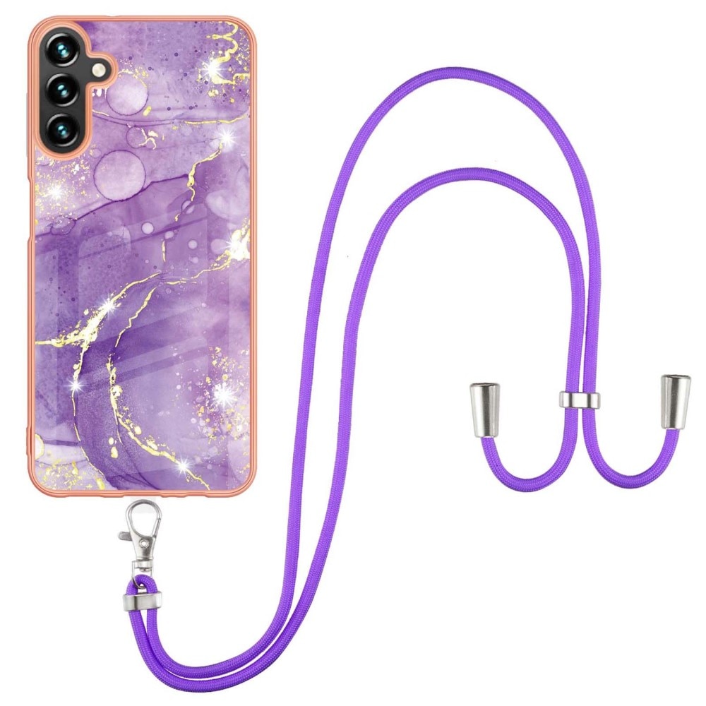 Coque cordon Samsung Galaxy A54, marbre violet