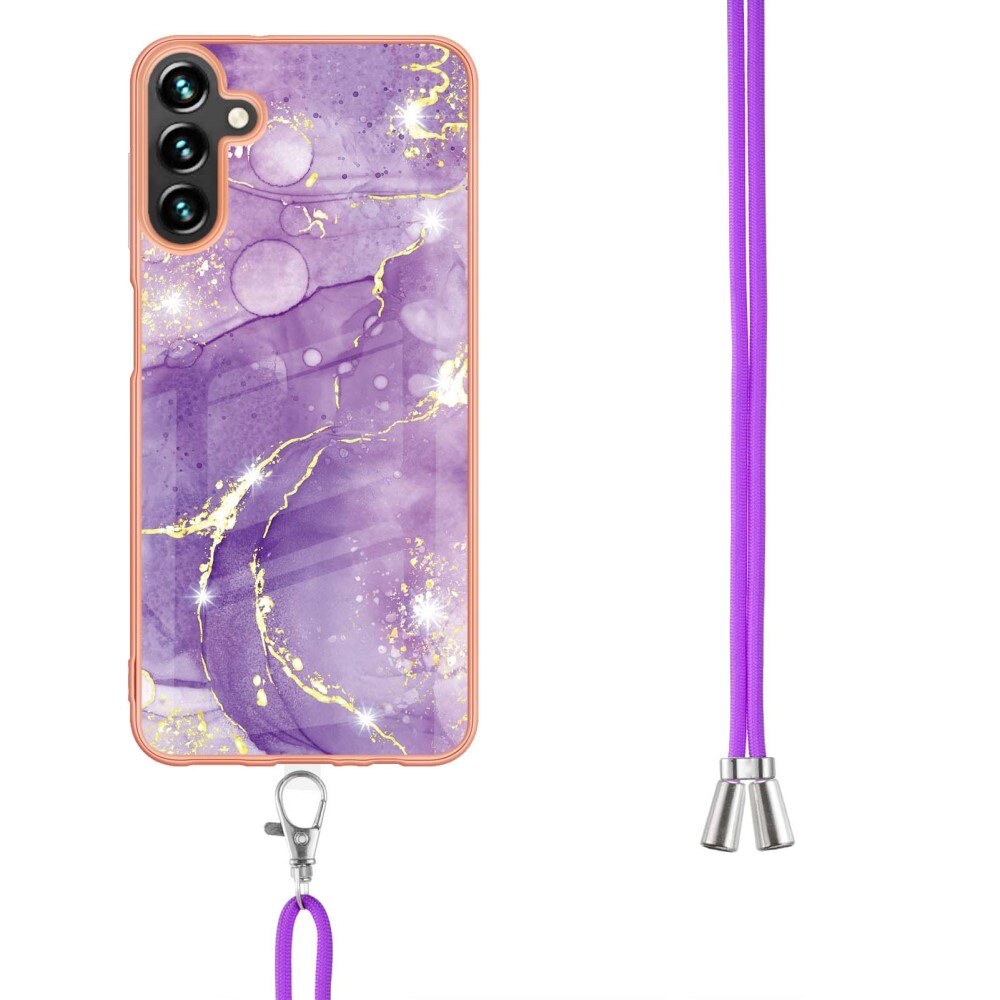 Coque cordon Samsung Galaxy A54, marbre violet