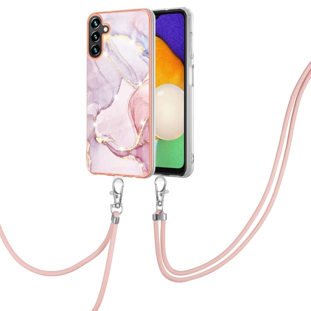 Coque cordon Samsung Galaxy A54, marbre rose