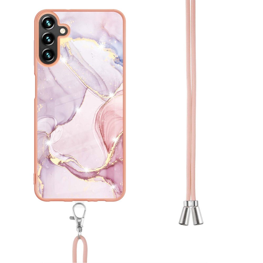 Coque cordon Samsung Galaxy A54, marbre rose