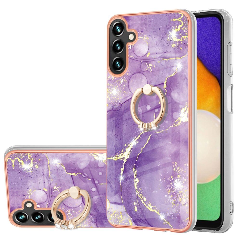 Coque Finger Ring Kickstand Samsung Galaxy A54, marbre violet