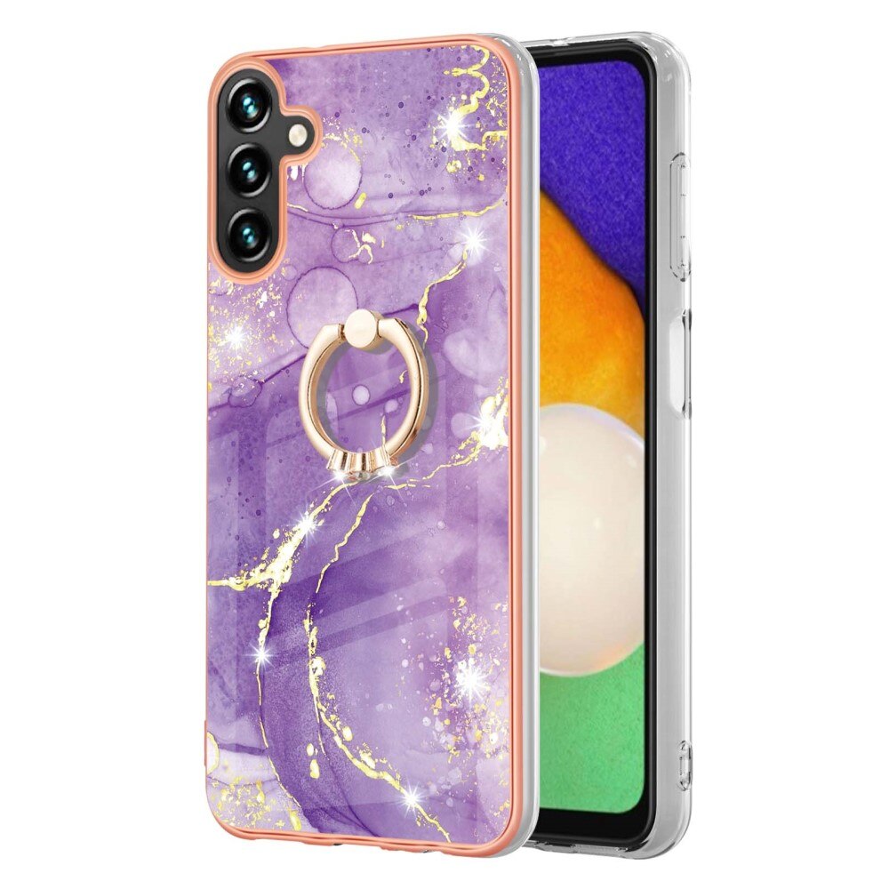 Coque Finger Ring Kickstand Samsung Galaxy A54, marbre violet