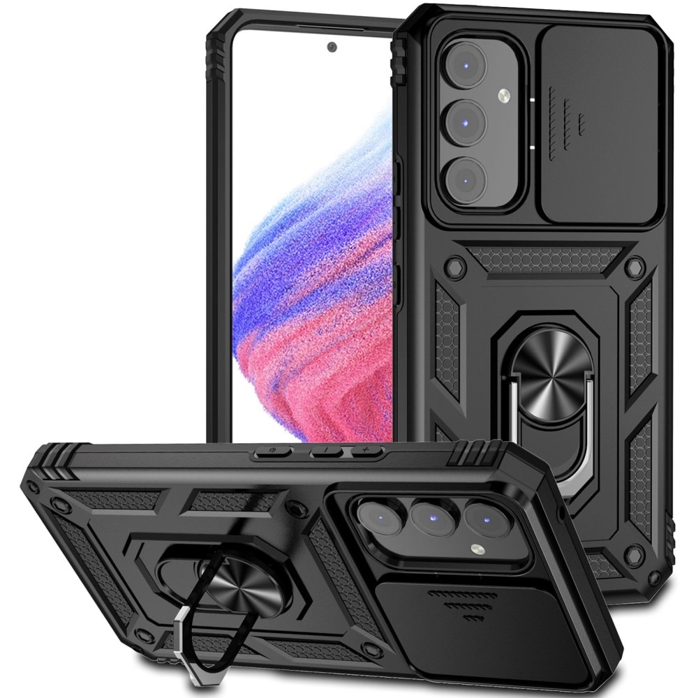 Coque Hybride Ring avec Protège Caméra Samsung Galaxy A54, Noir