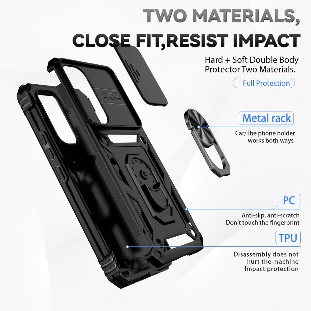 Coque Hybride Ring avec Protège Caméra Samsung Galaxy A54, Noir