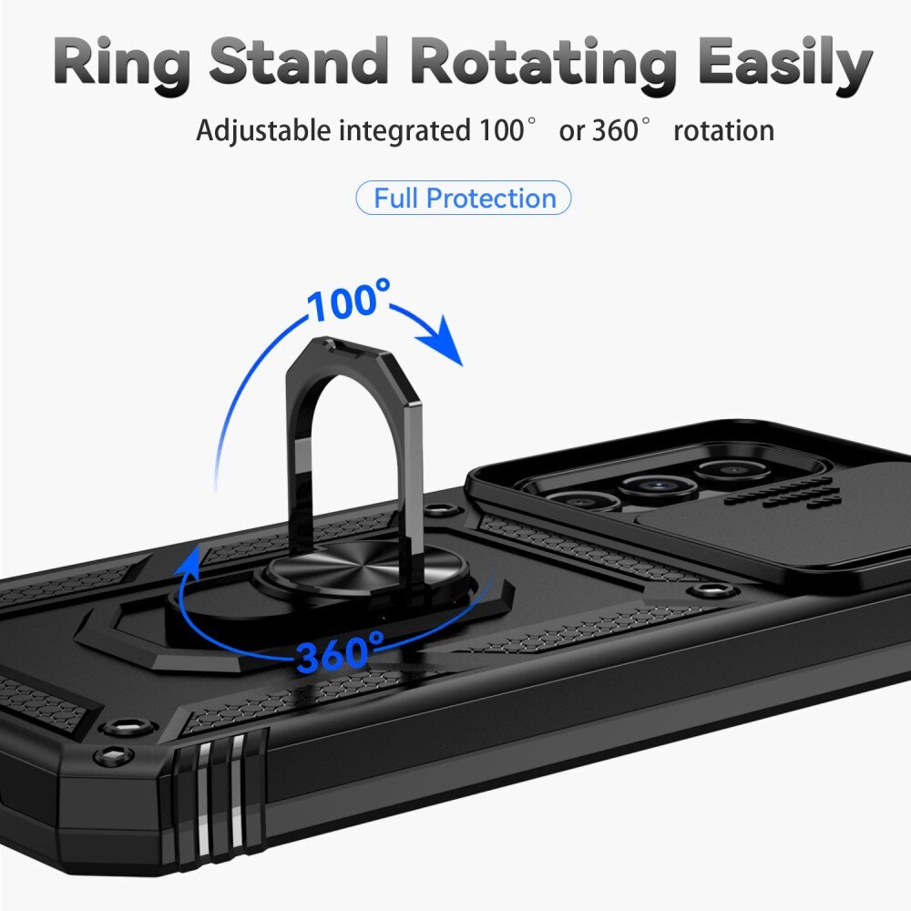 Coque Hybride Ring avec Protège Caméra Samsung Galaxy A54, Noir