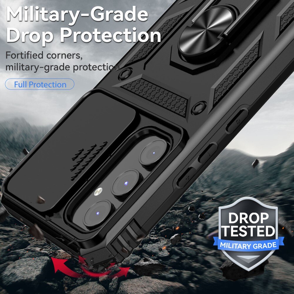 Coque Hybride Ring avec Protège Caméra Samsung Galaxy A54, Noir