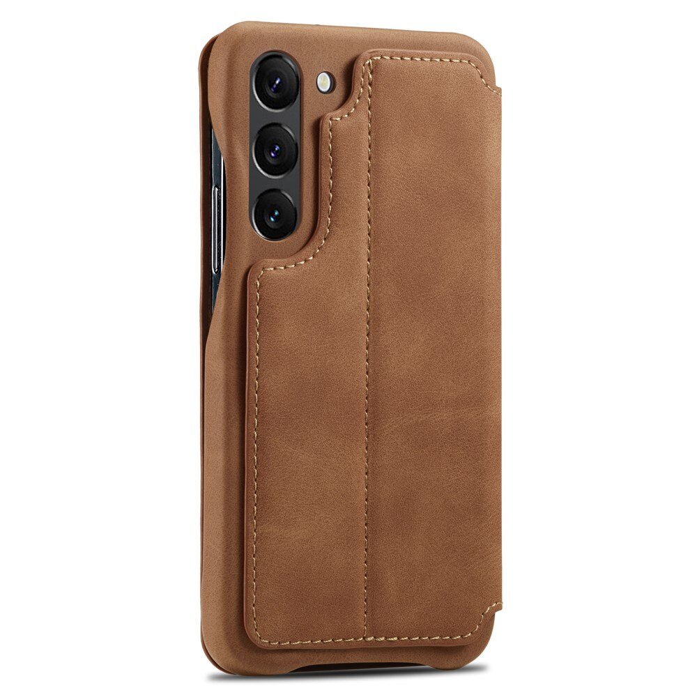 Étui portefeuille mince Samsung Galaxy S23 Plus, cognac