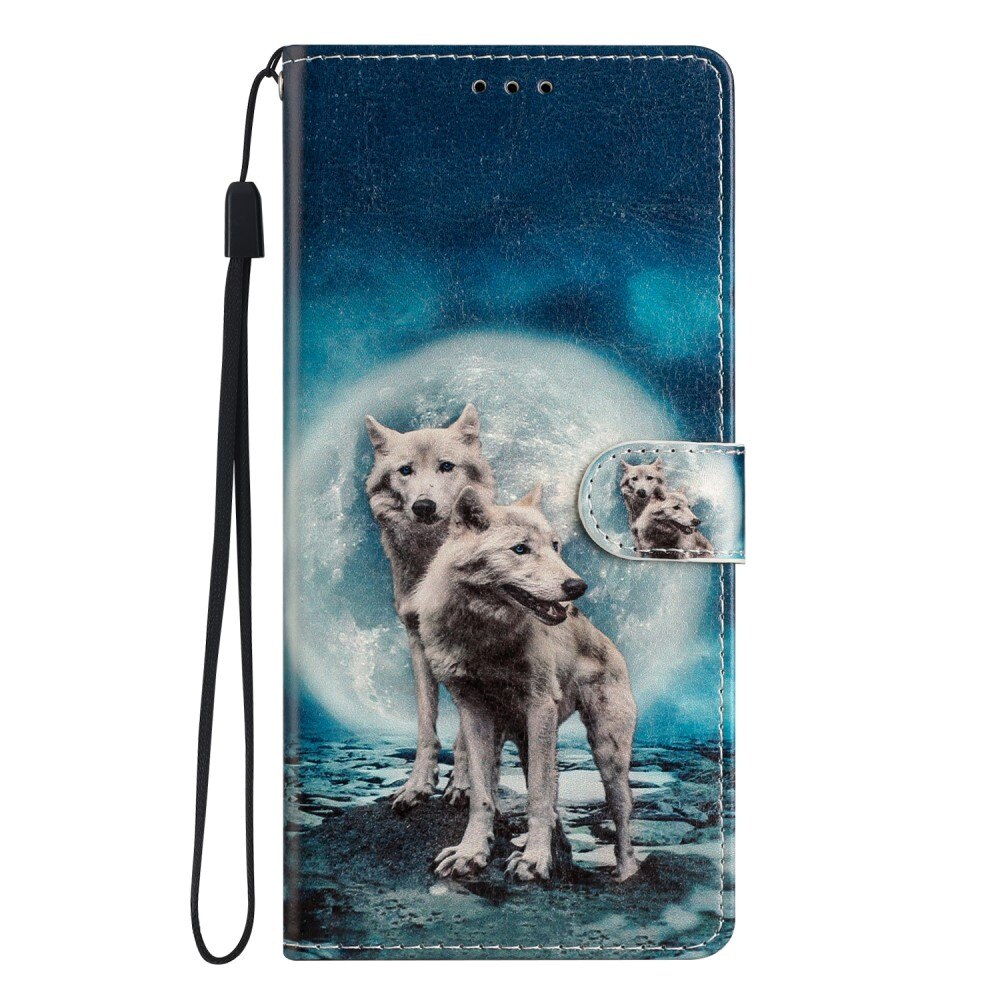 Coque portefeuille Samsung Galaxy A54, loups