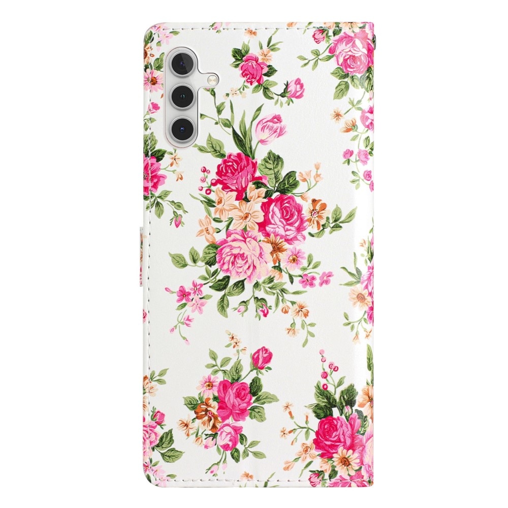 Coque portefeuille Samsung Galaxy A54, fleurs roses