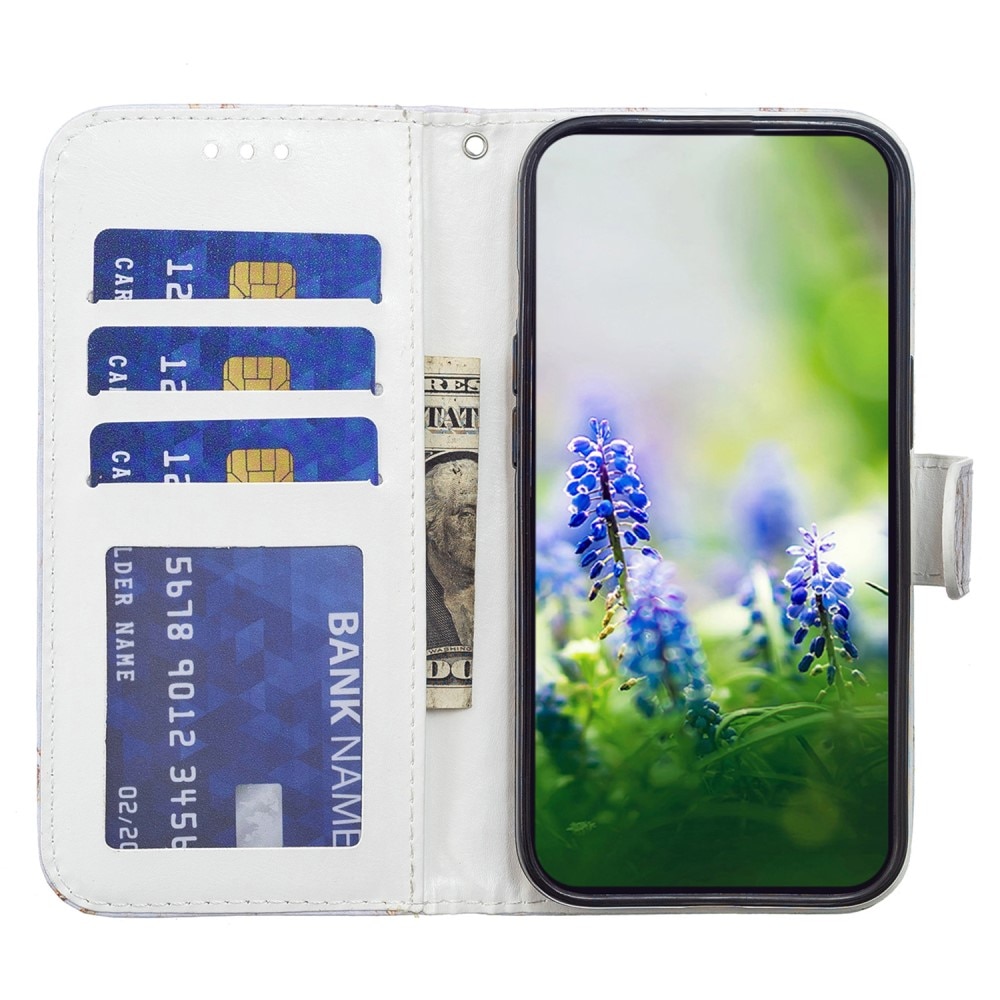 Coque portefeuille Samsung Galaxy S22, papillons bleus