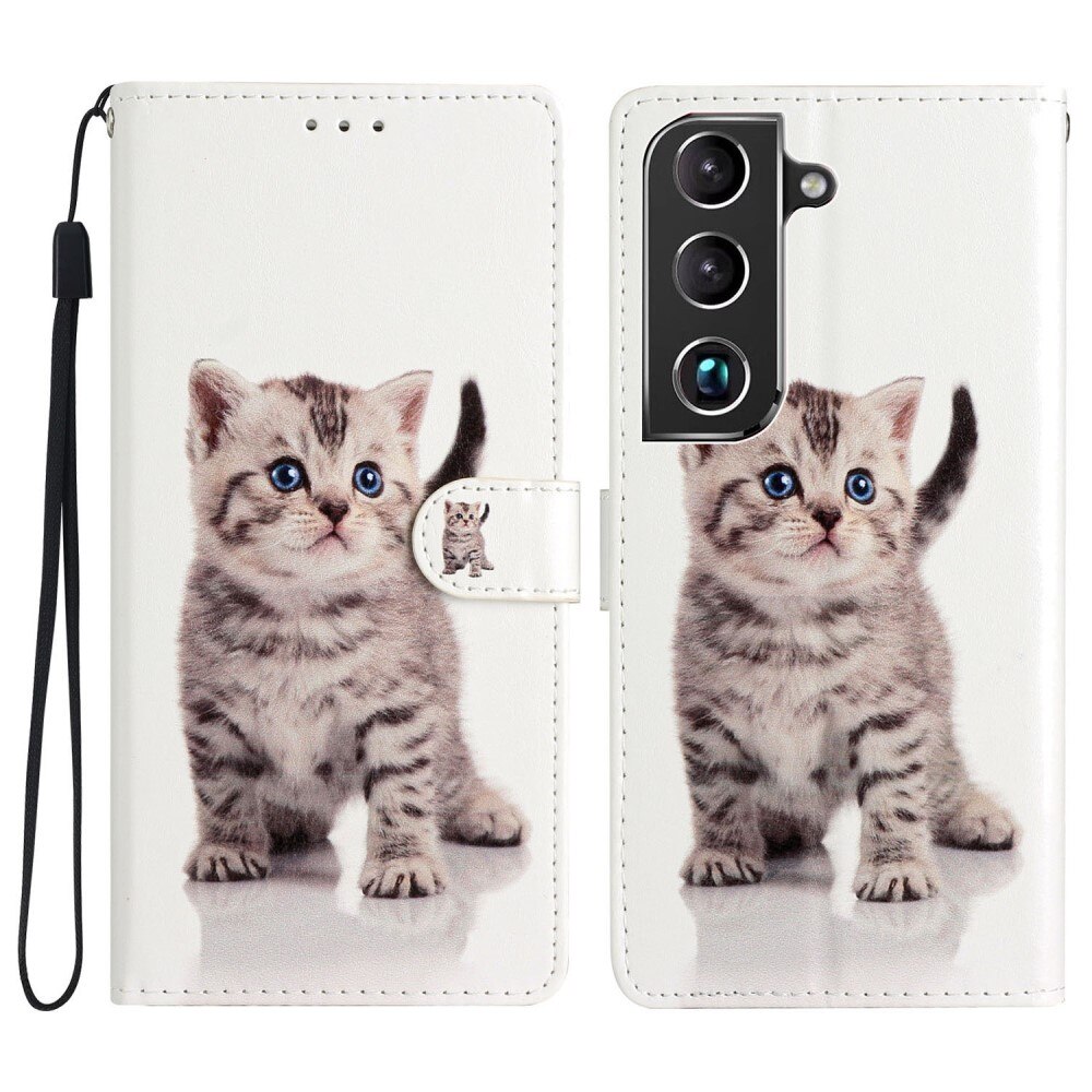 Coque portefeuille Samsung Galaxy S22, chaton