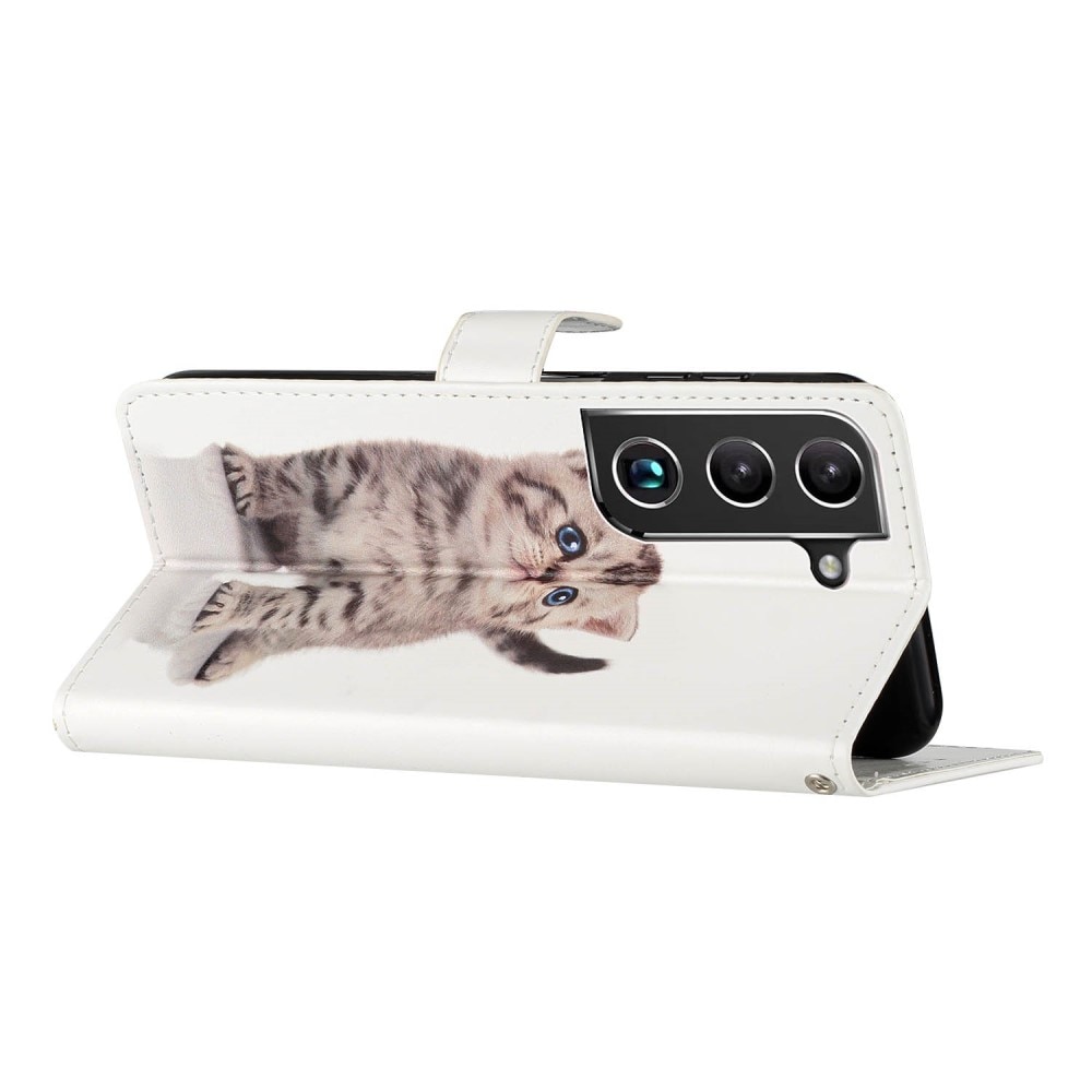 Coque portefeuille Samsung Galaxy S22, chaton