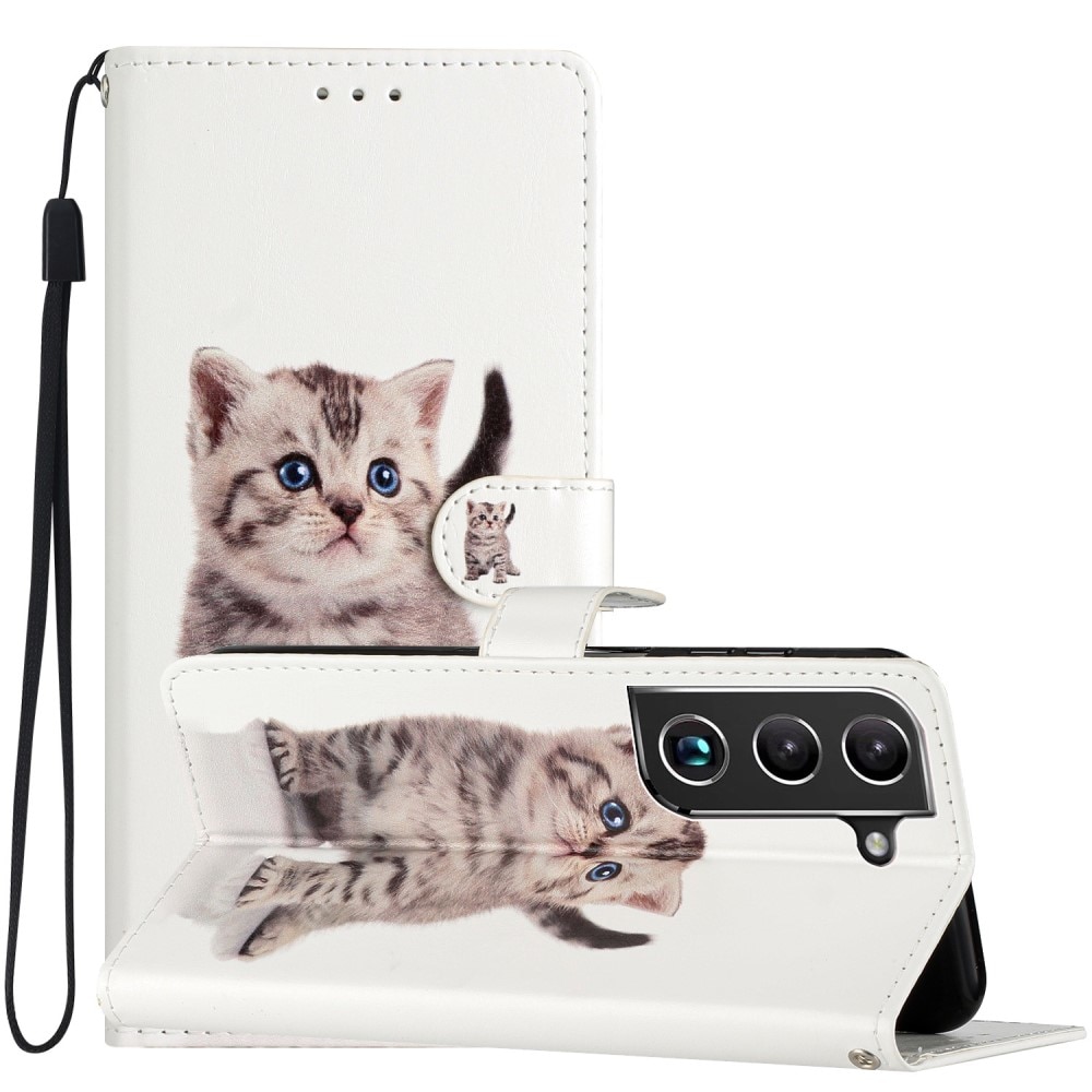 Coque portefeuille Samsung Galaxy S22, chaton