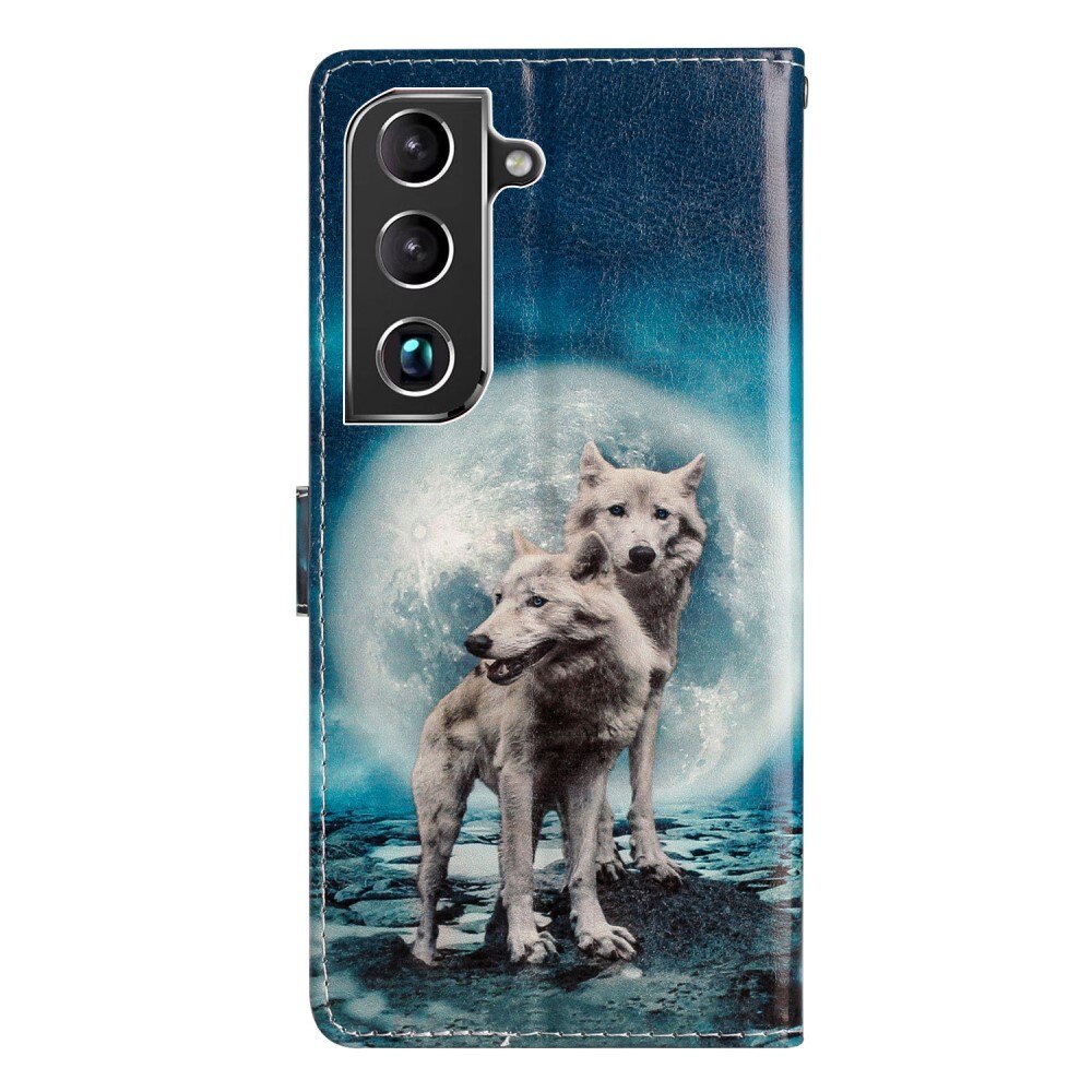 Coque portefeuille Samsung Galaxy S22, loups