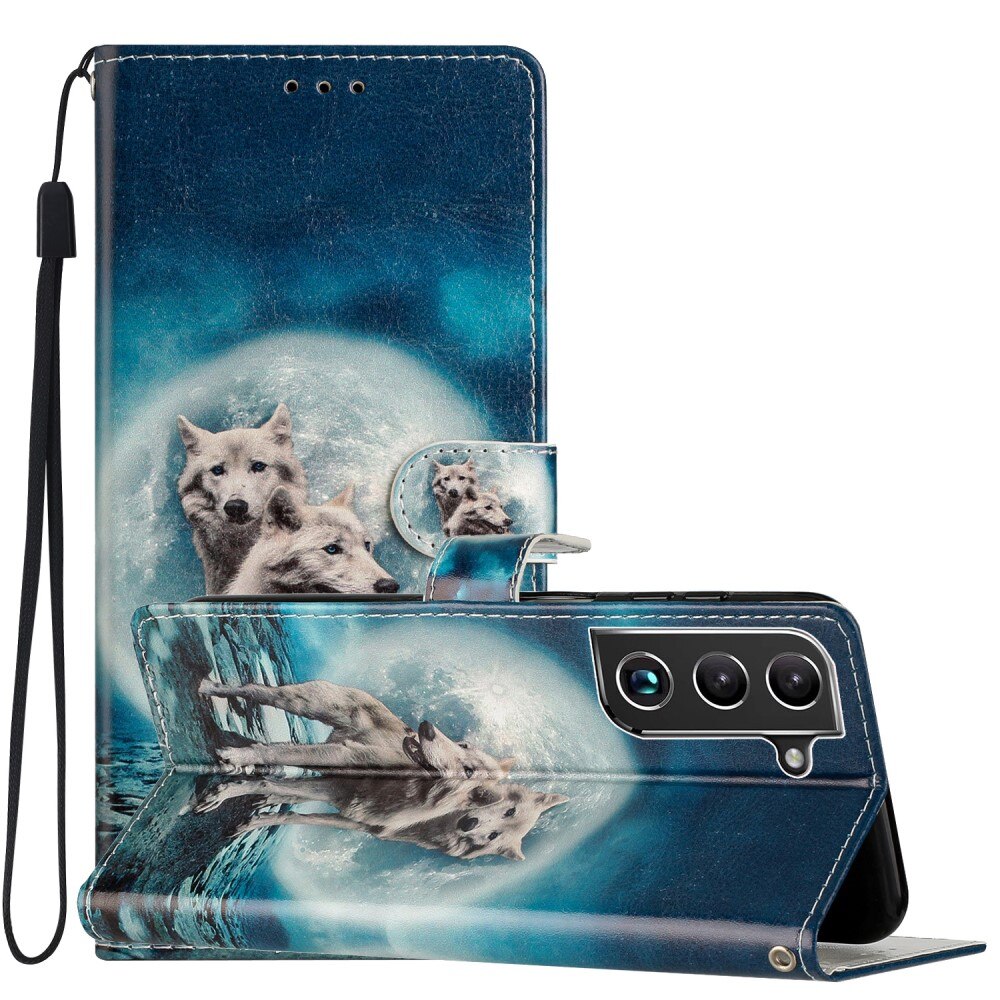 Coque portefeuille Samsung Galaxy S22, loups