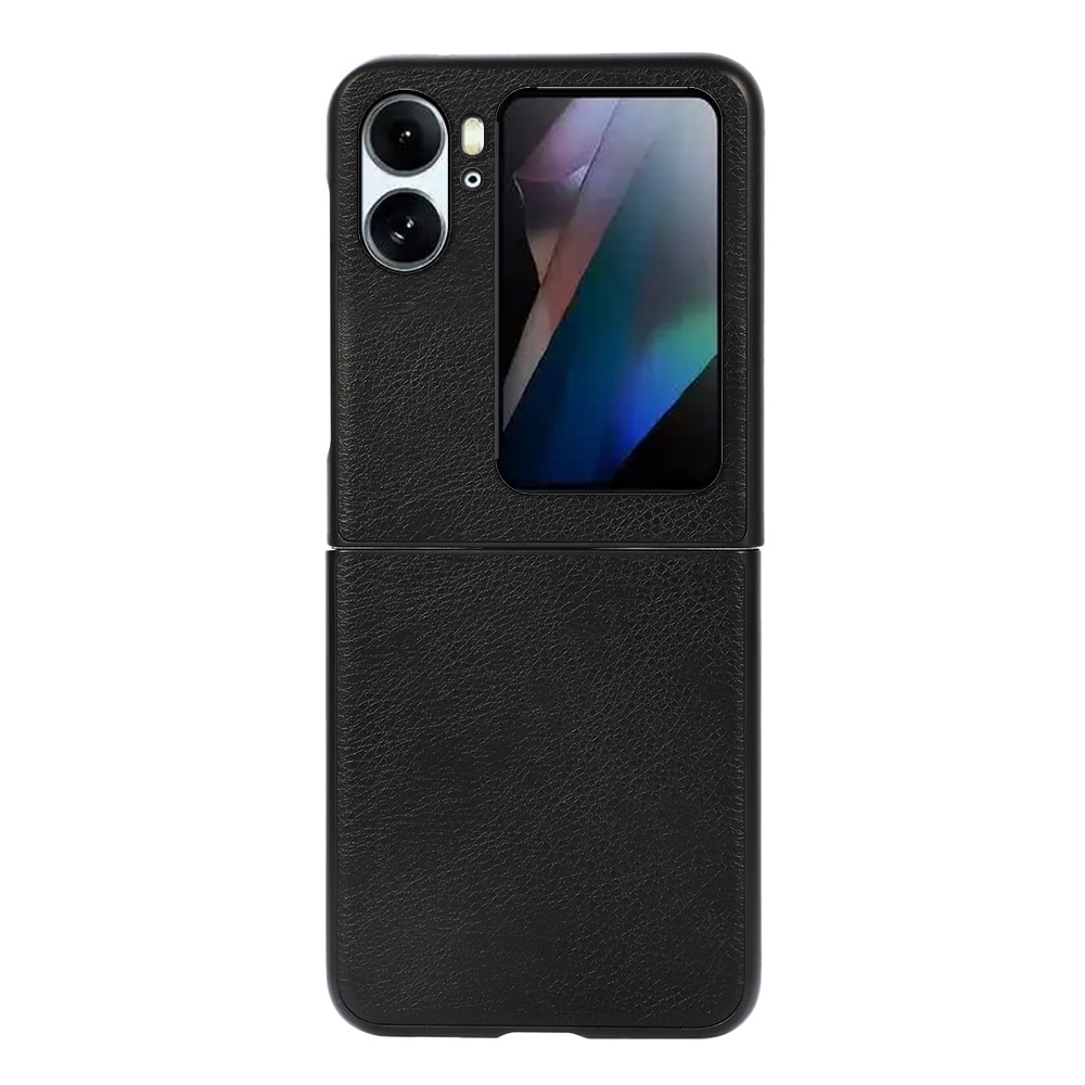 Coque en Cuir Oppo Find N2 Flip, noir