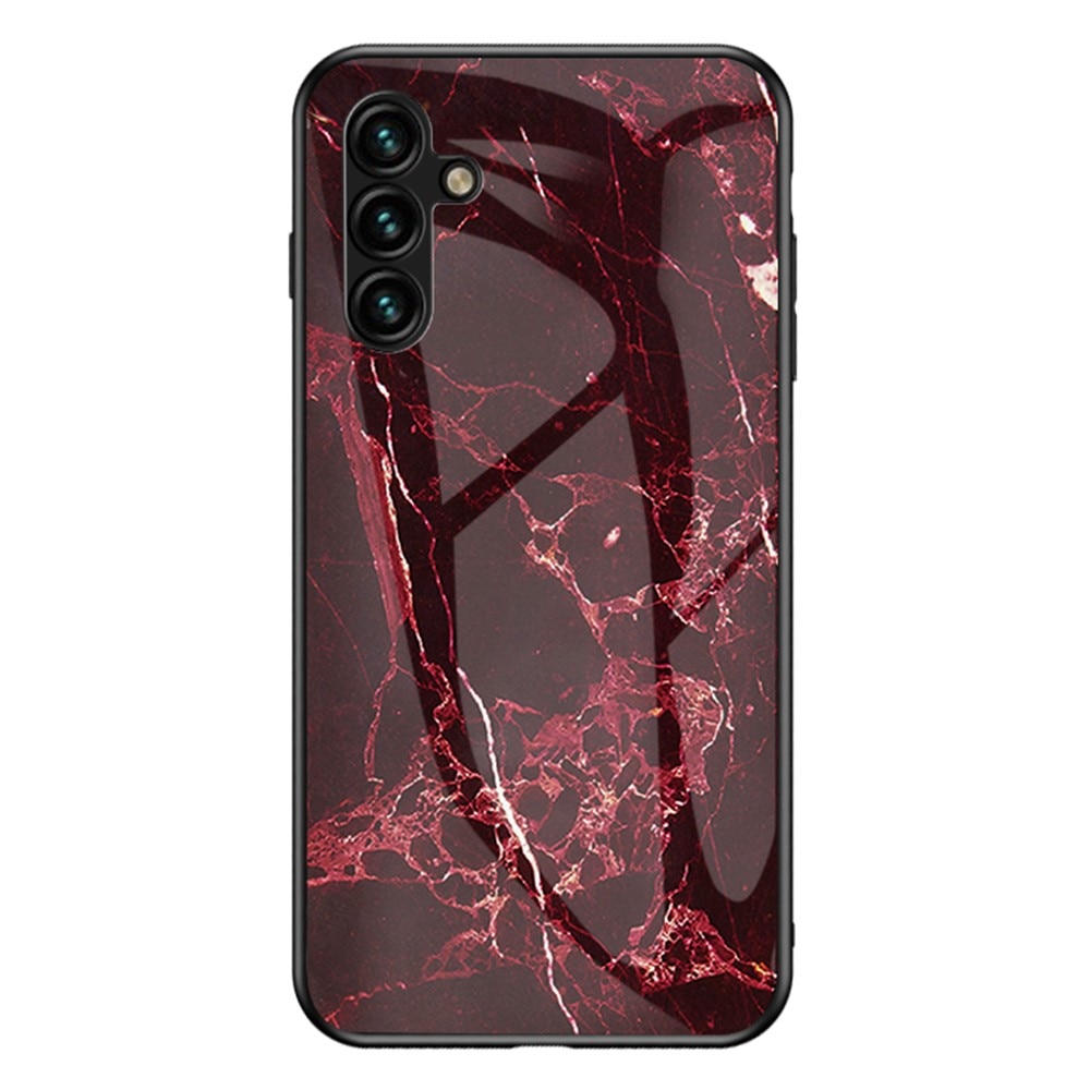 Coque en verre trempé Samsung Galaxy A54, marbre rouge