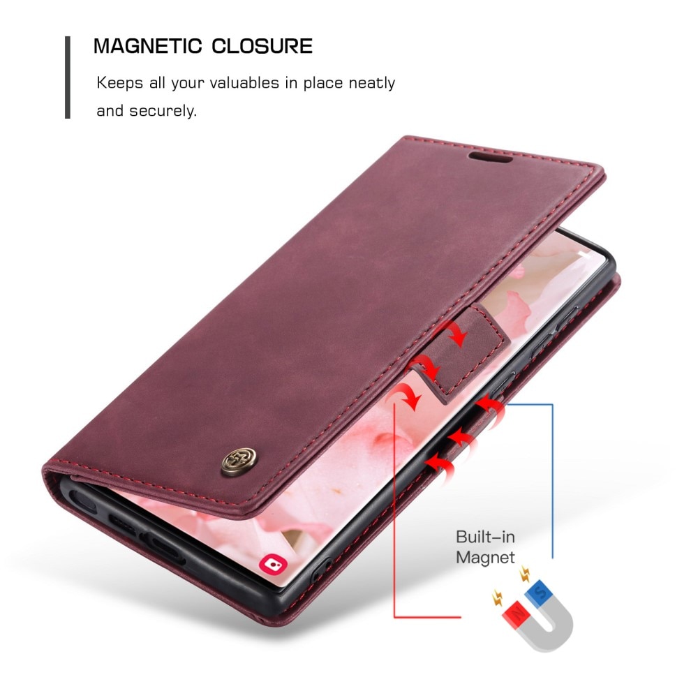 Étui portefeuille mince Samsung Galaxy S23 Ultra, rouge