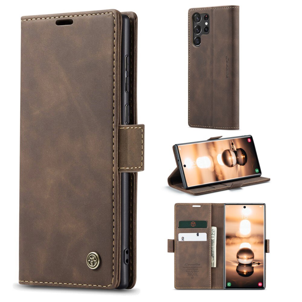 Étui portefeuille mince Samsung Galaxy S23 Ultra, Marron