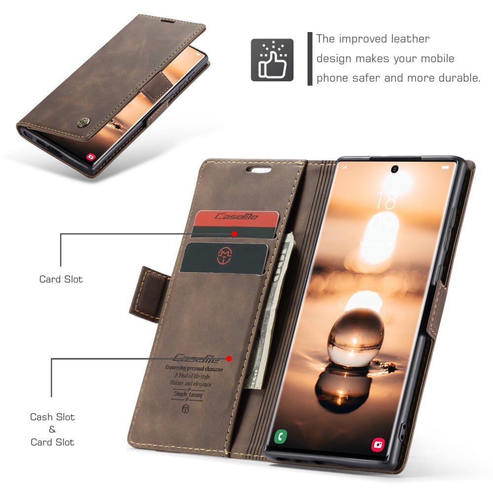 Étui portefeuille mince Samsung Galaxy S23 Ultra, Marron