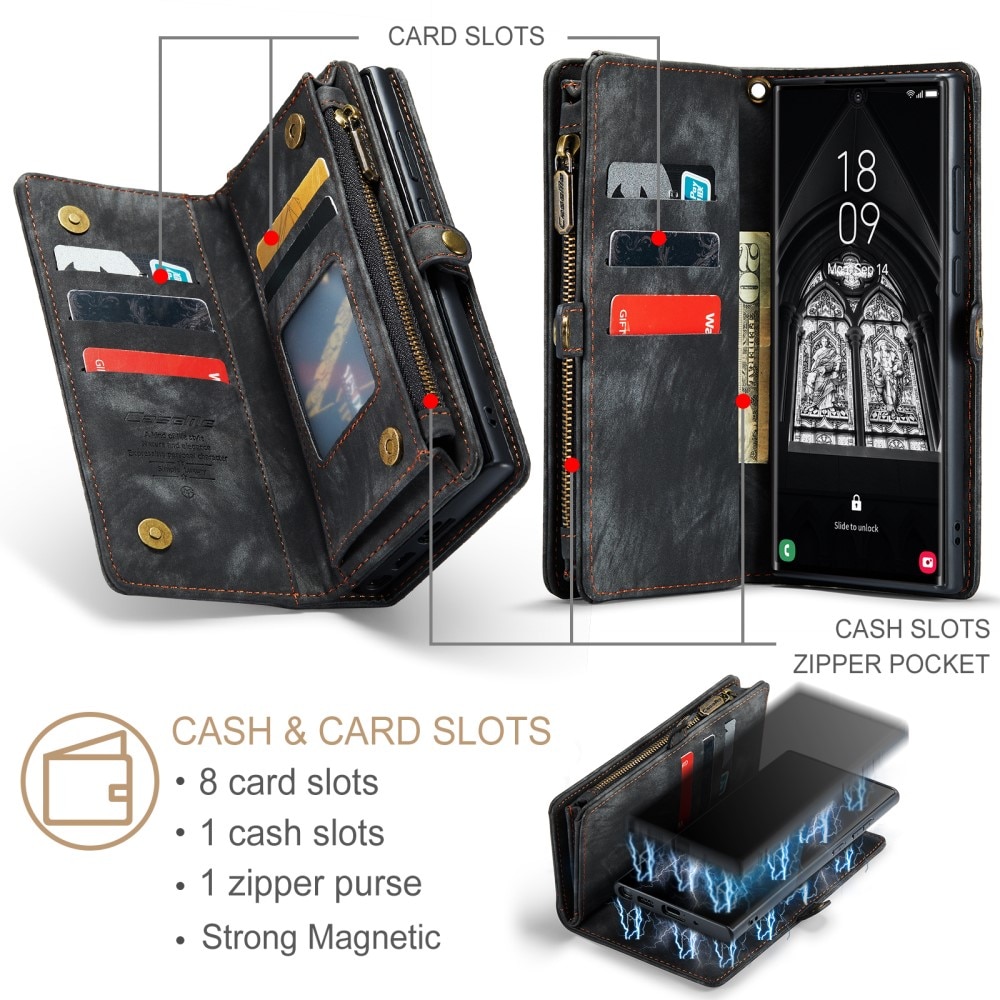 Étui portefeuille multi-cartes Samsung Galaxy S23 Ultra, Gris