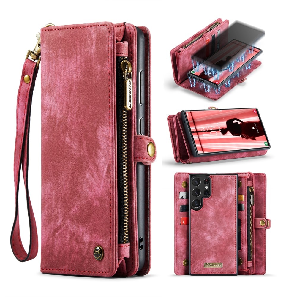 Étui portefeuille multi-cartes Samsung Galaxy S23 Ultra, Rouge