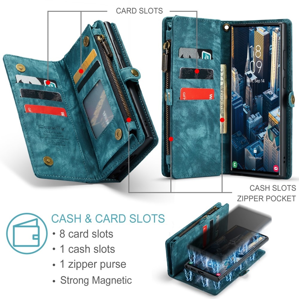 Étui portefeuille multi-cartes Samsung Galaxy S23 Ultra, bleu