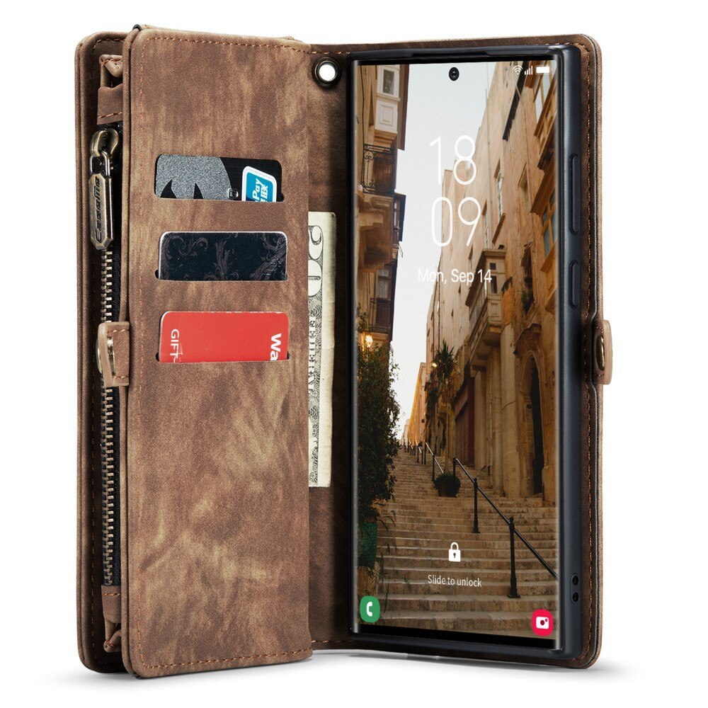 Étui portefeuille multi-cartes Samsung Galaxy S23 Ultra, Marron