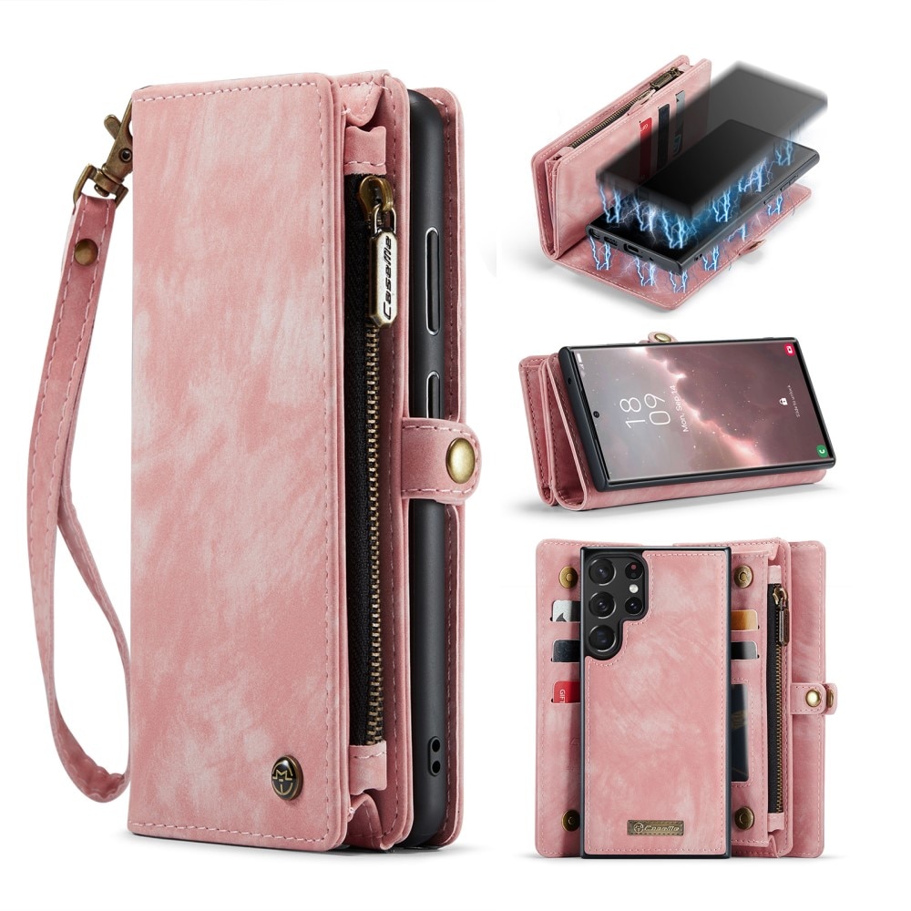 Étui portefeuille multi-cartes Samsung Galaxy S23 Ultra, Rose