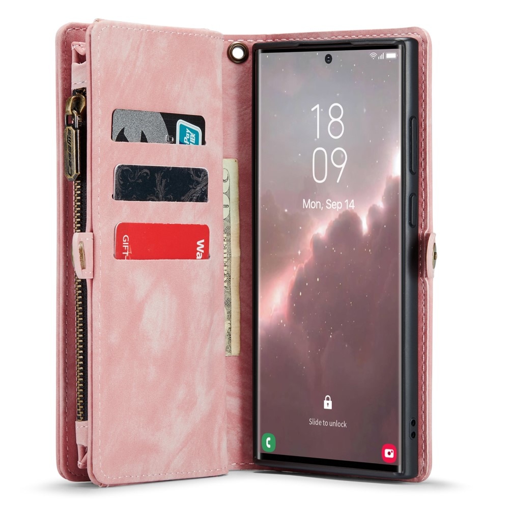 Étui portefeuille multi-cartes Samsung Galaxy S23 Ultra, rose