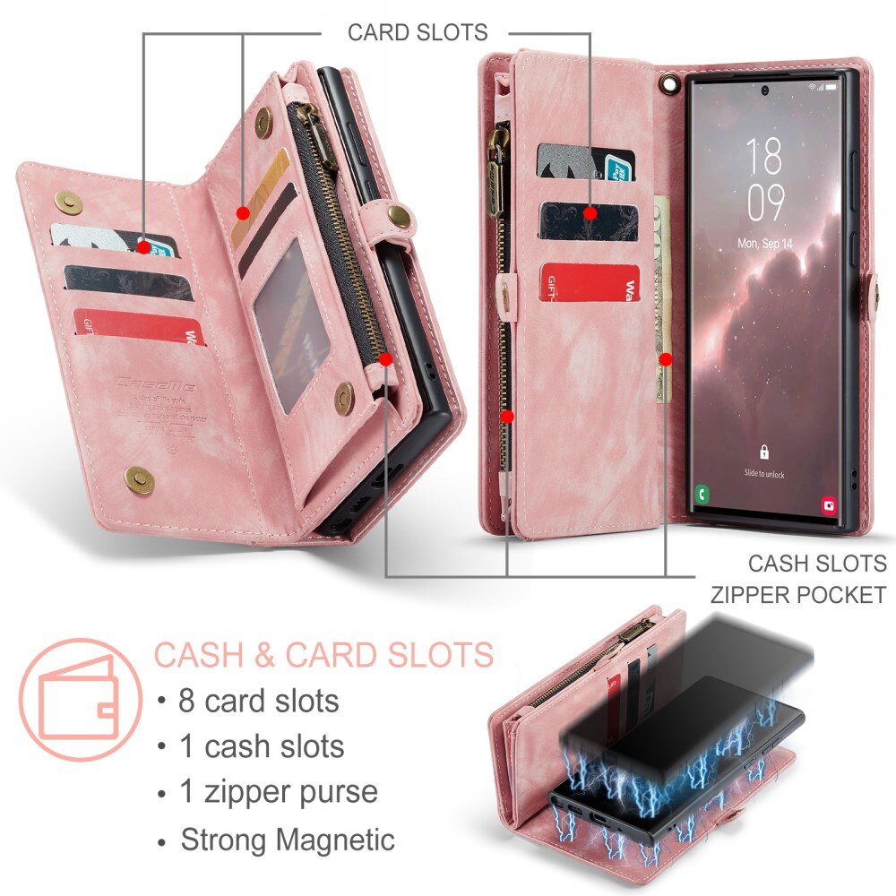 Étui portefeuille multi-cartes Samsung Galaxy S23 Ultra, Rose