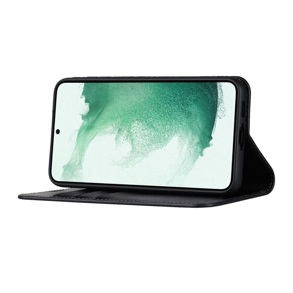 Coque portefeuille en cuir Veritable Samsung Galaxy S23 Plus, Noir