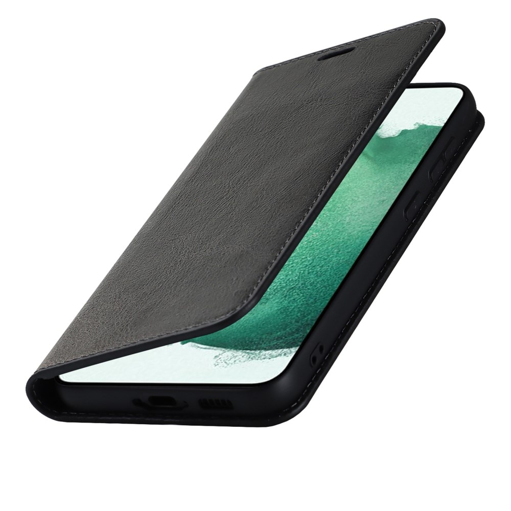 Coque portefeuille en cuir Veritable Samsung Galaxy S23 Plus, Noir
