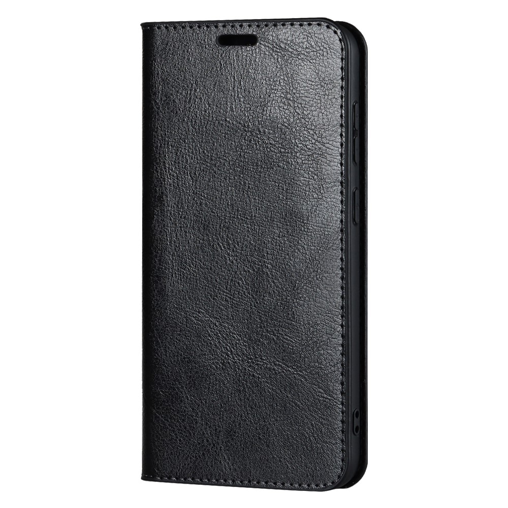 Coque portefeuille en cuir Veritable Samsung Galaxy S23 Plus, Noir
