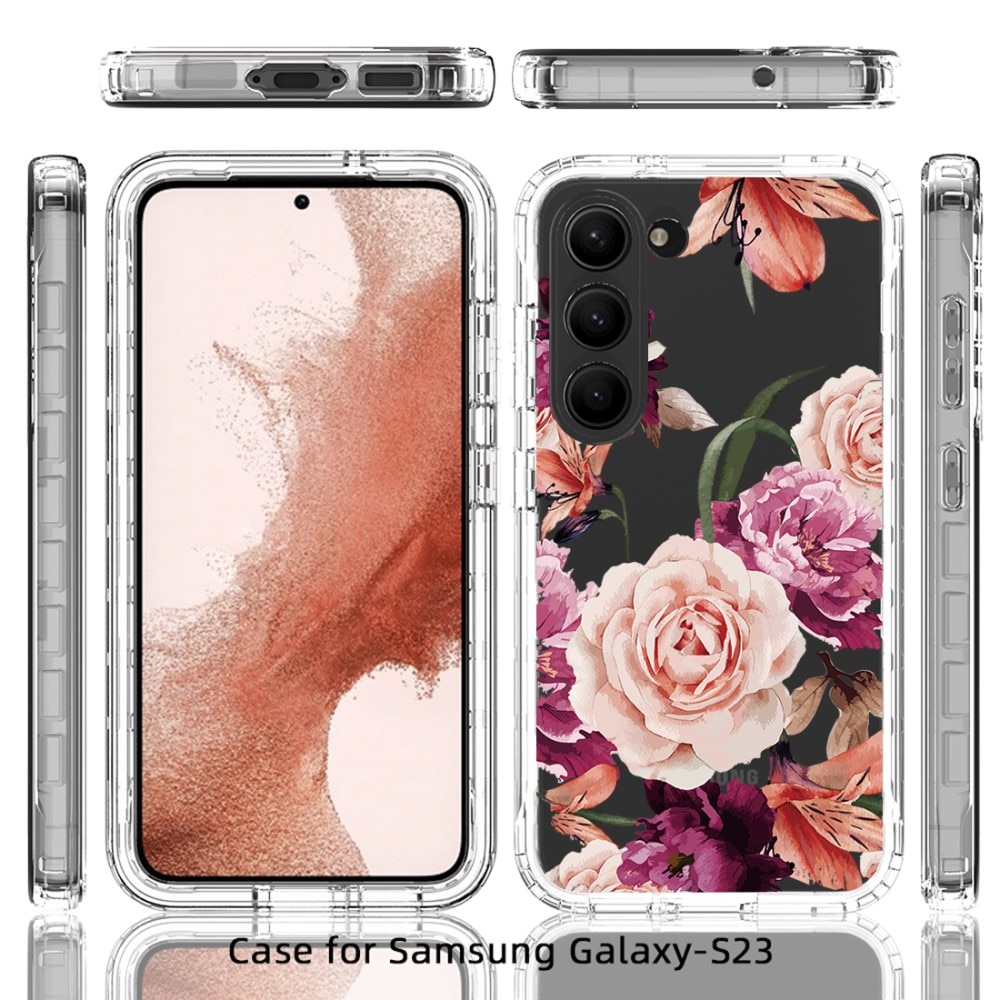 Coque de couverture complète Samsung Galaxy S23, fleurs