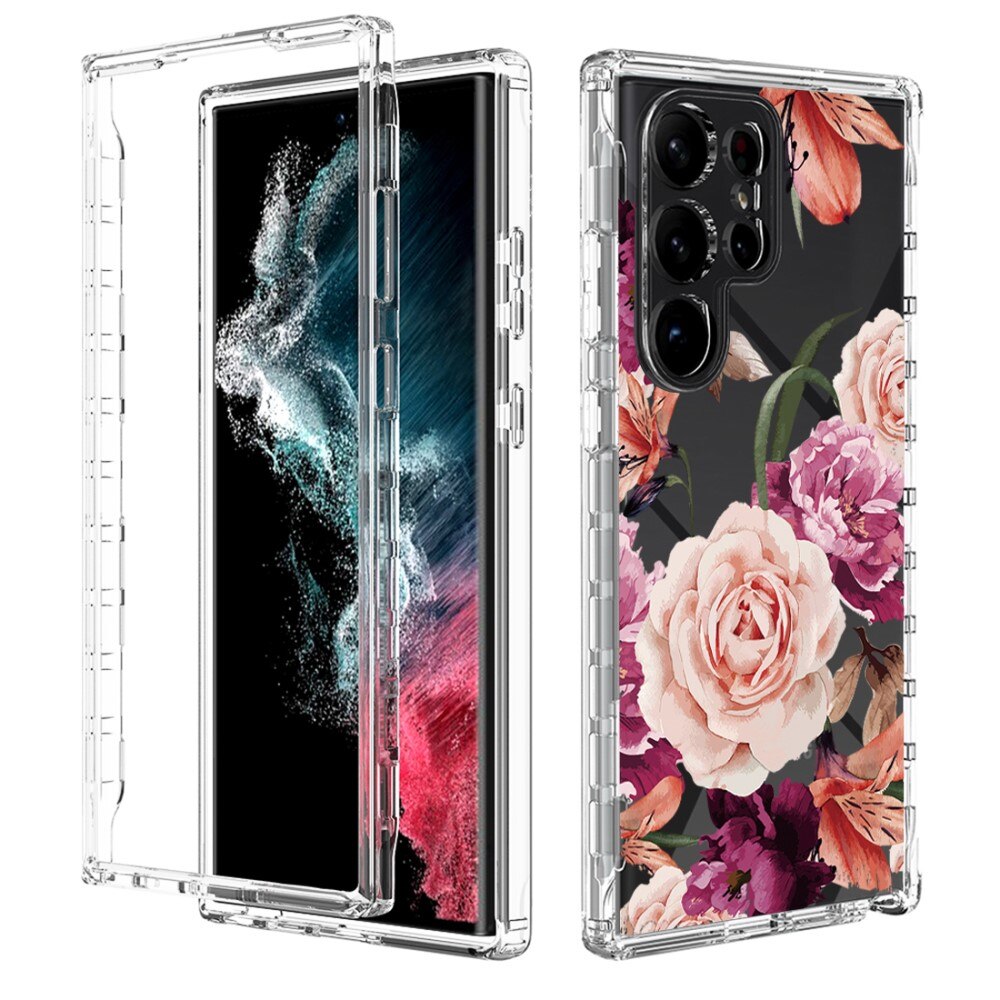 Coque de couverture complète Samsung Galaxy S23 Ultra, fleurs