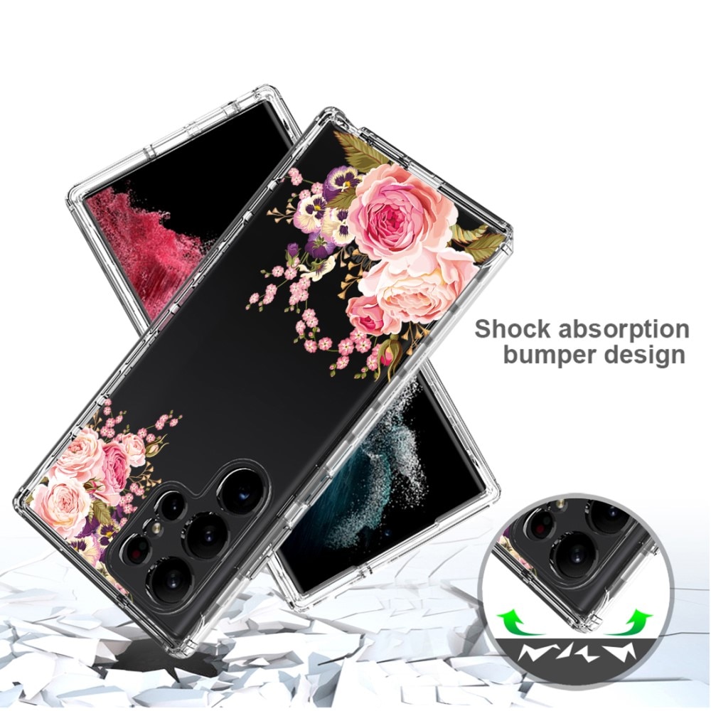 Coque de couverture complète Samsung Galaxy S23 Ultra, fleurs