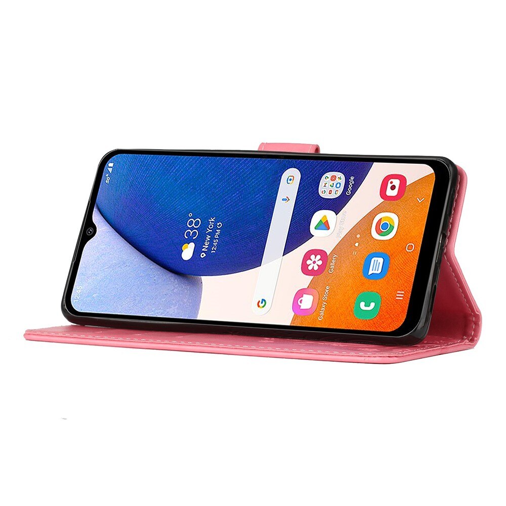 Étui en cuir à papillons pour Samsung Galaxy A54, Rose