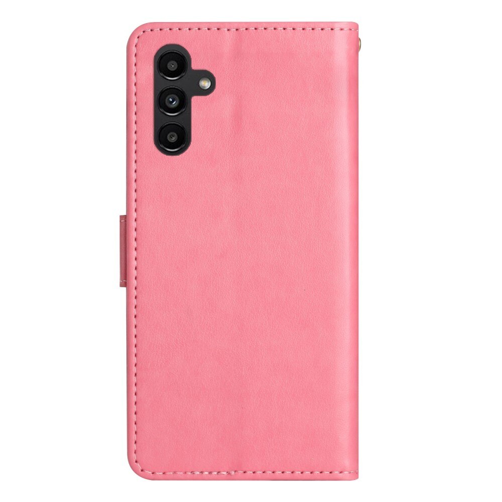 Étui en cuir à papillons pour Samsung Galaxy A54, Rose