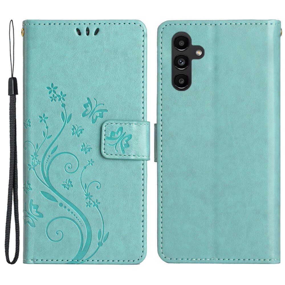 Étui en cuir à papillons pour Samsung Galaxy A54, Vert
