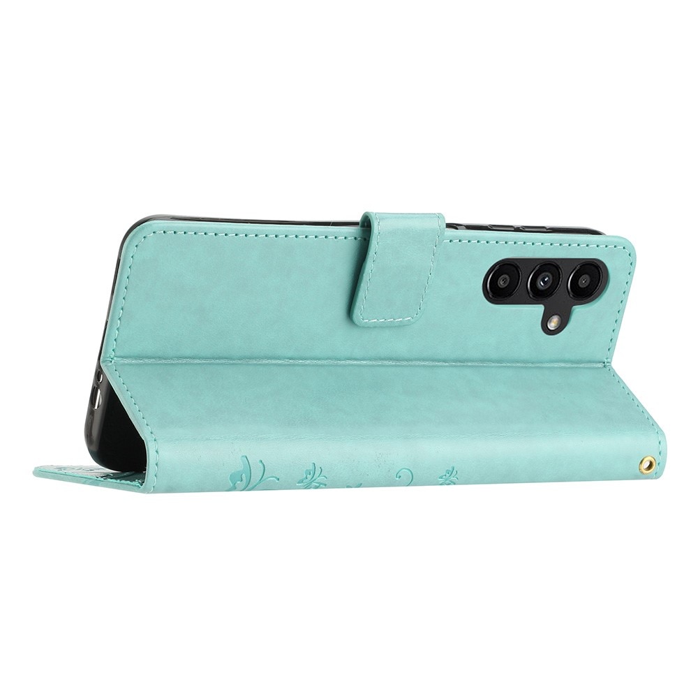 Étui en cuir à papillons pour Samsung Galaxy A54, Vert