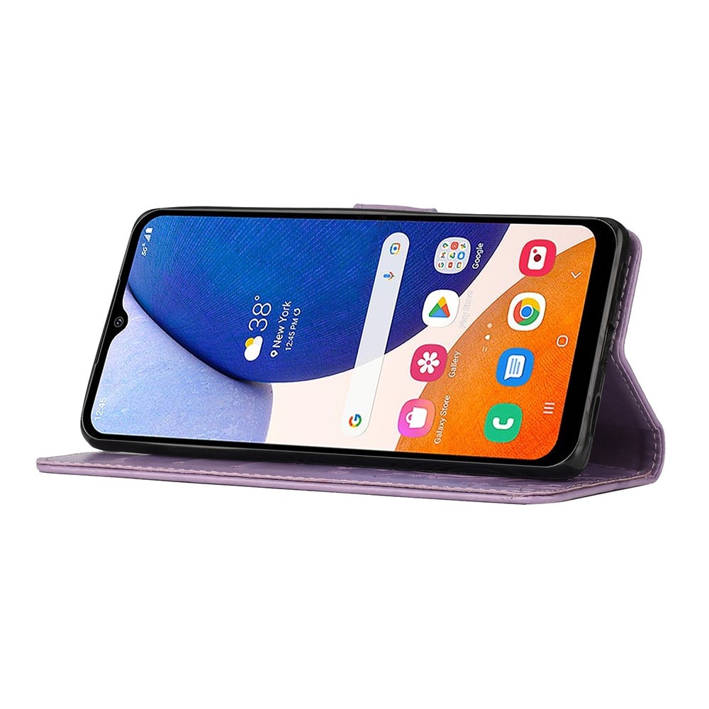 Étui en cuir à papillons pour Samsung Galaxy A54, violet