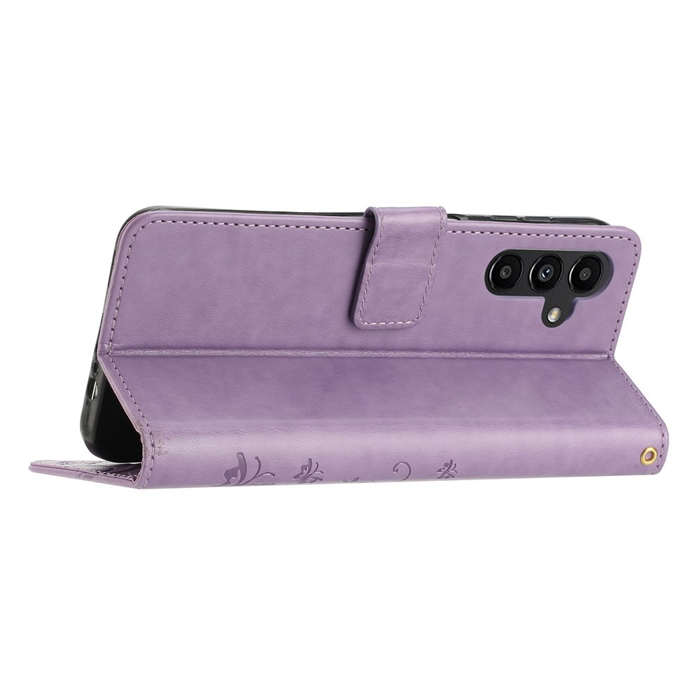 Étui en cuir à papillons pour Samsung Galaxy A54, violet