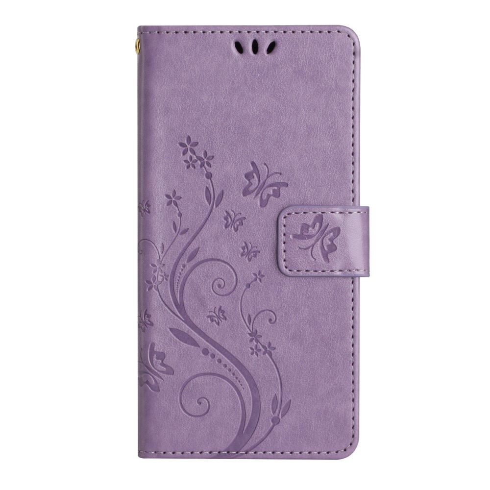 Étui en cuir à papillons pour Samsung Galaxy A54, Violet