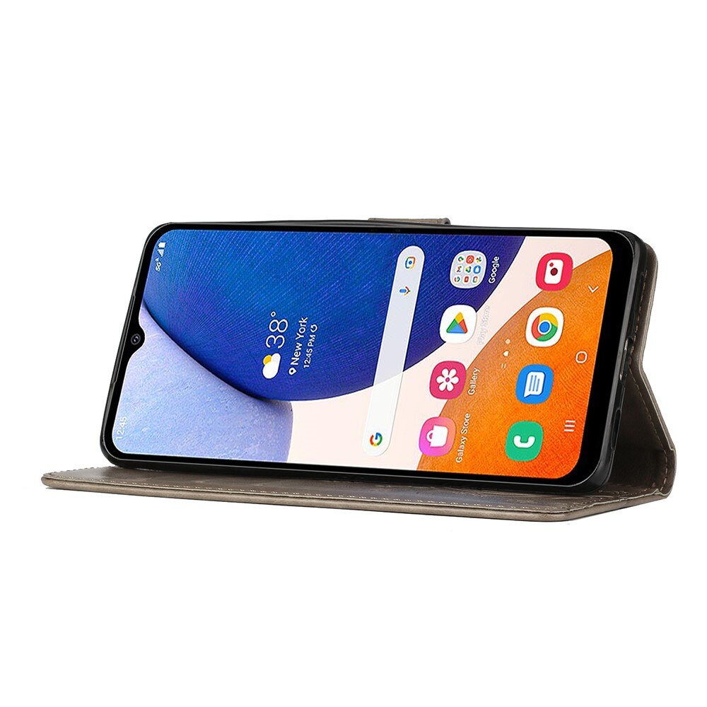 Étui en cuir à papillons pour Samsung Galaxy A54, Gris
