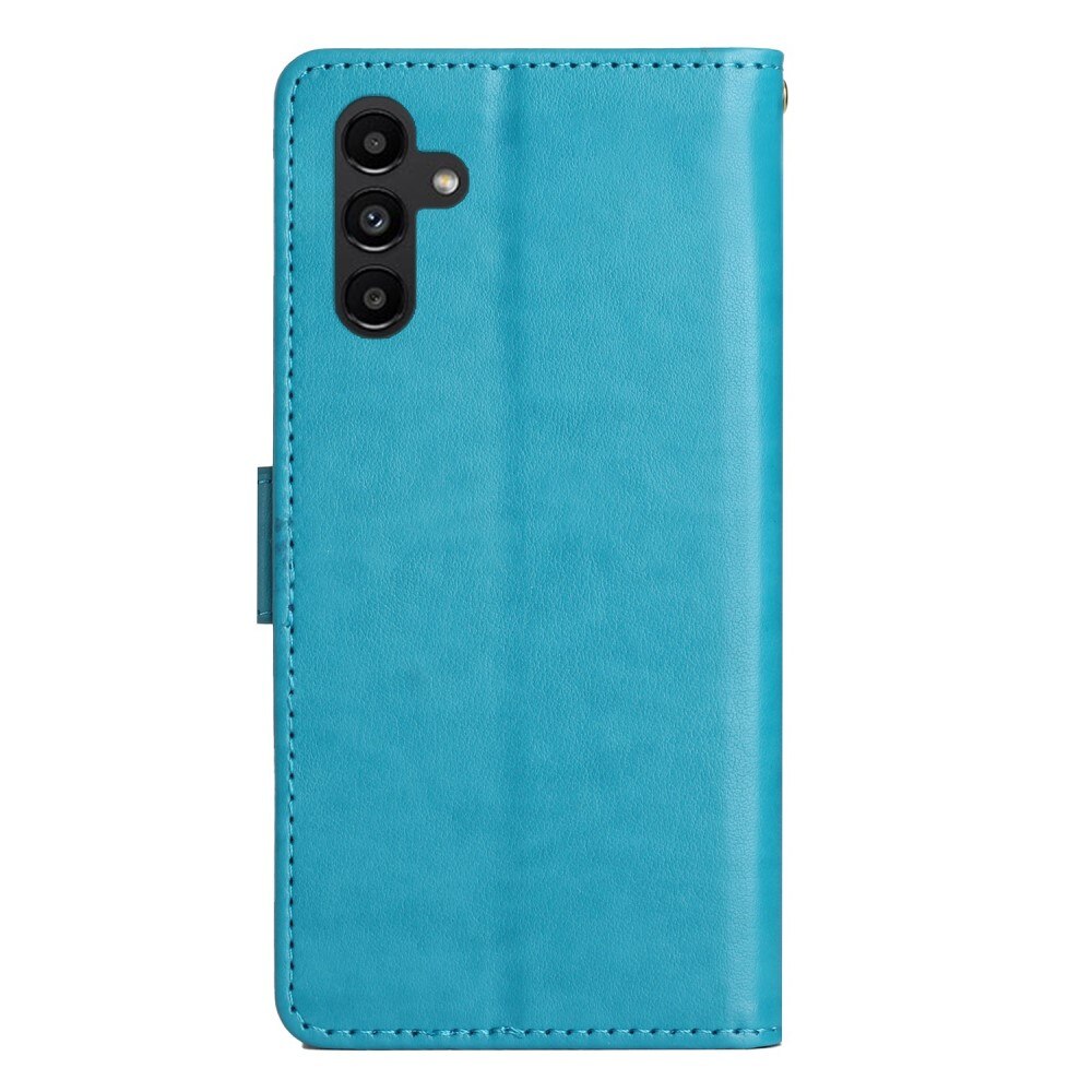 Étui en cuir à papillons pour Samsung Galaxy A54, Bleu