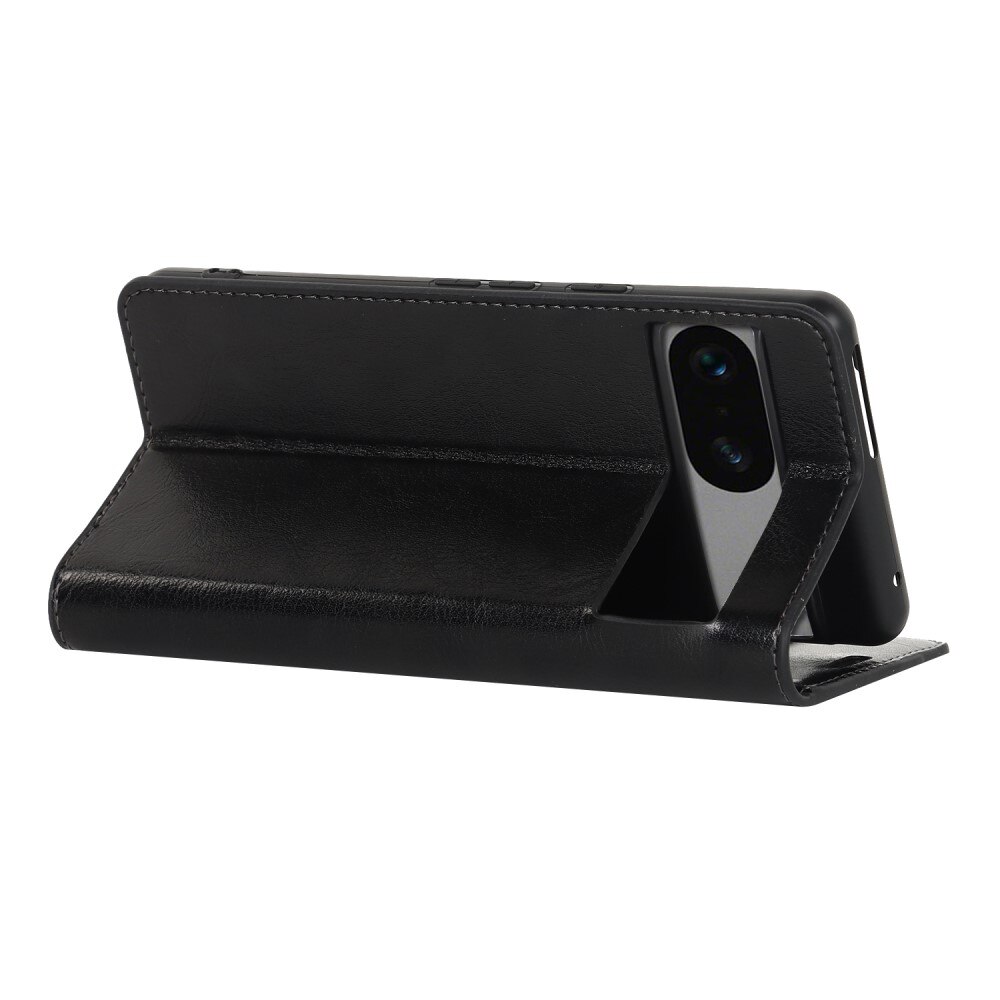 Coque portefeuille en cuir Veritable Google Pixel 7a, Noir