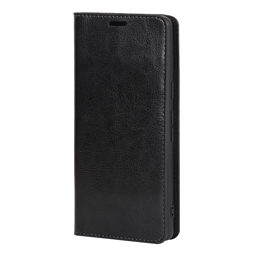 Coque portefeuille en cuir Veritable Google Pixel 7a, noir